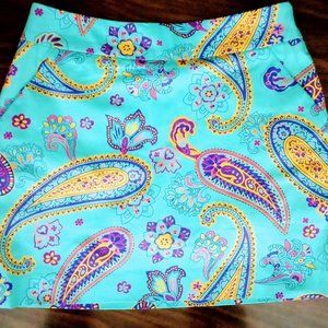 Loudmouth Ladies Green Paisley Stretchtech  Golf Skort Skirt Sz 4 LIKE NEW!